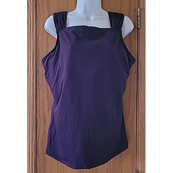 Lands' End Swim Top Purple 18D Tankini XL Solid Padded Shelf Bra Solid S412 - Picture 1 of 7